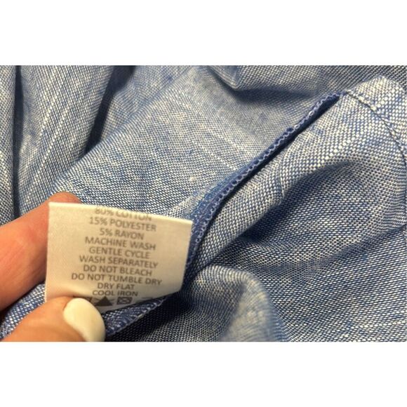 Mud Pie Women’s Blue Chambray Sleeveless Tiered Dress Size Large NEW - Picture 7 of 7